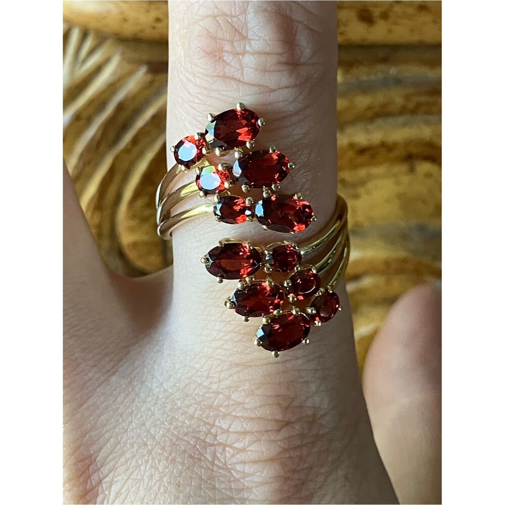 Natural Red Garnet Cluster Ring Size 9